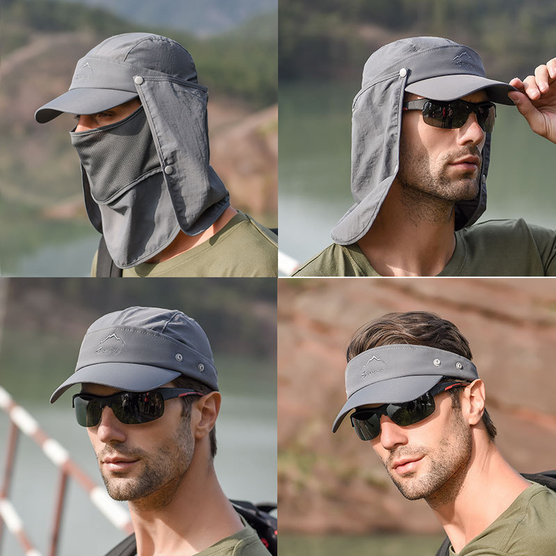 Camping Outdoor Quick Drying Sun Neck Protection Cap Hat - Chapeau de baseball imperméable multifonction pour