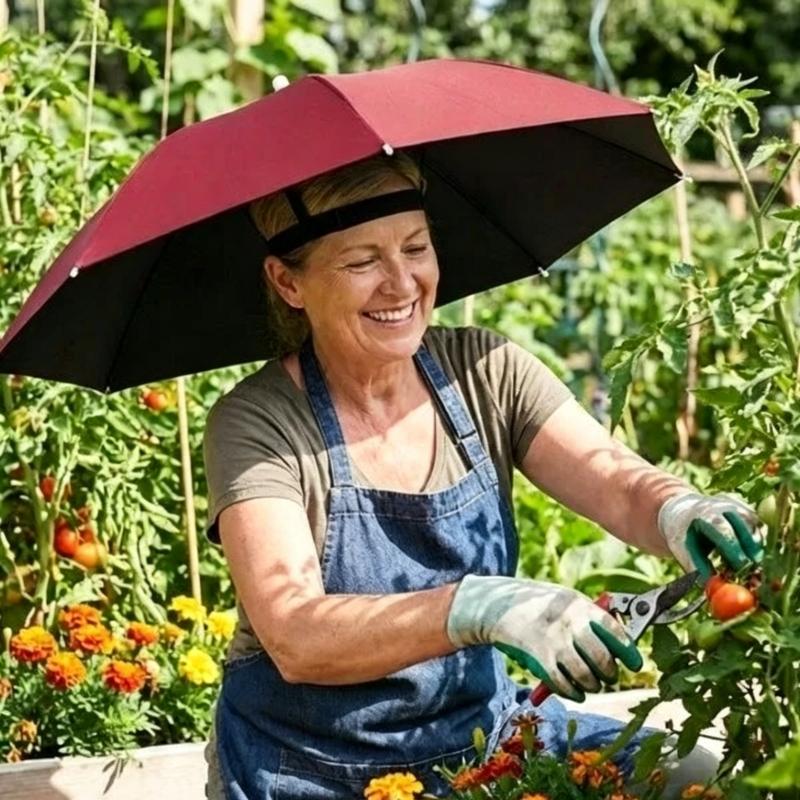 Outdoor Camping Umbrella - Chapeau parapluie pliable imperméable et anti-UV,