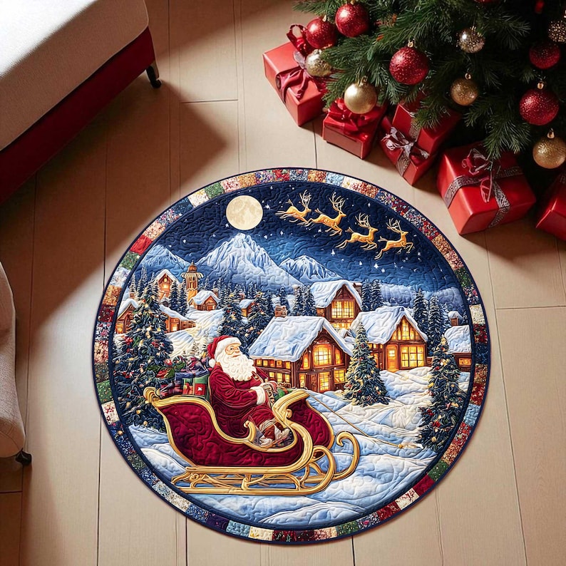 Outdoor Camping Decor Ideas - Paillasson rond de Noël en traîneau