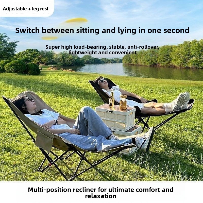 Outdoor Camping Lounge Chairs - Chaise Moon avec quatre repose-jambes réglables,