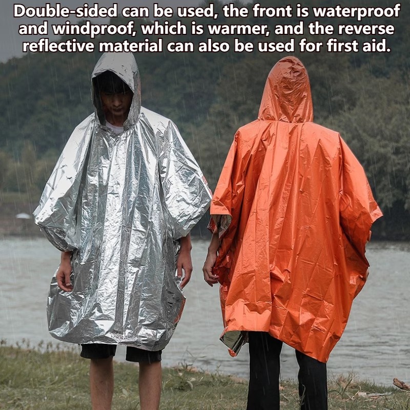 Emergency Mylar Blanket - Poncho de pluie d'urgence, couverture thermique