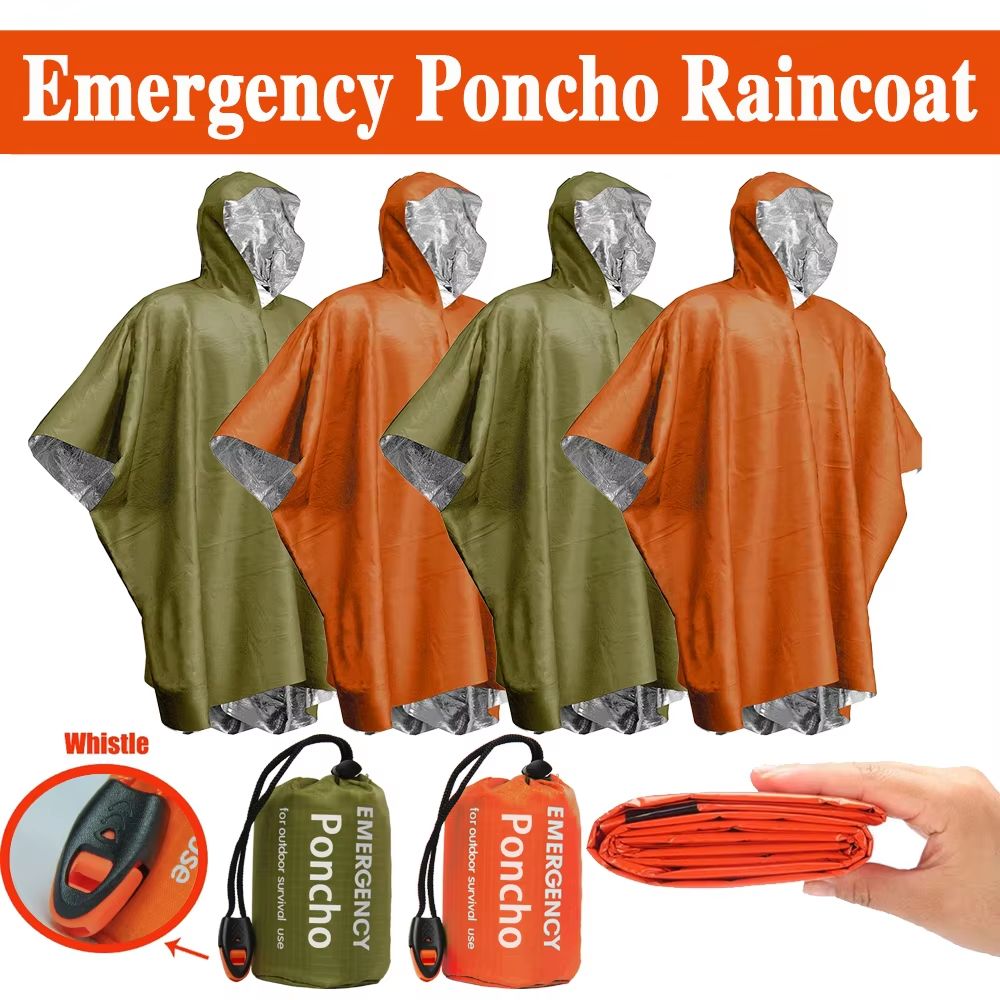 Emergency Mylar Blanket - Poncho de pluie d'urgence, couverture thermique,