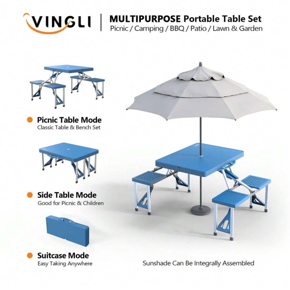 Table de camping pliante de 4  - Outdoor Camping Umbrella avis et prix