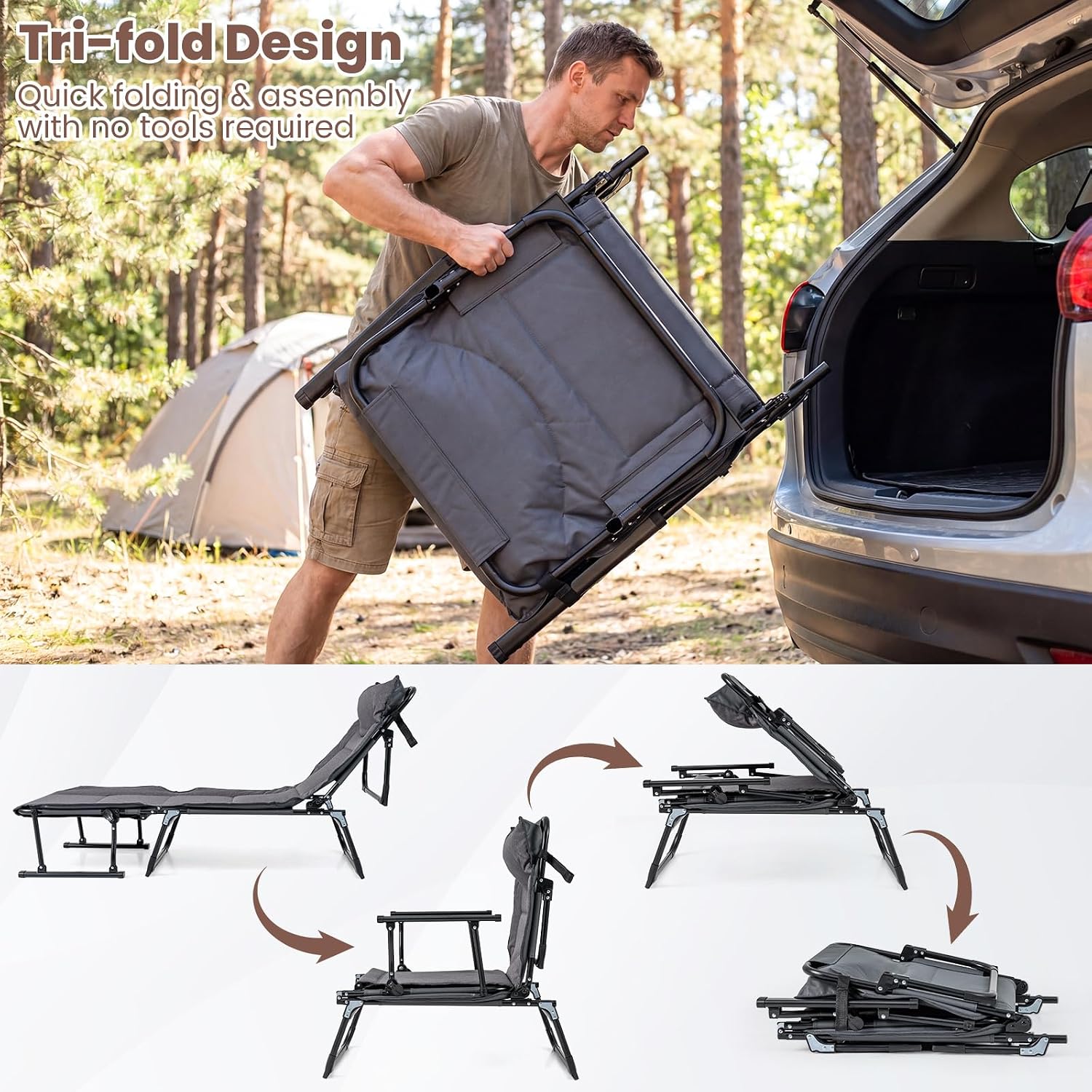 Ensemble de 2 chaises longues  - Outdoor Camping Lounge Chairs avis et prix