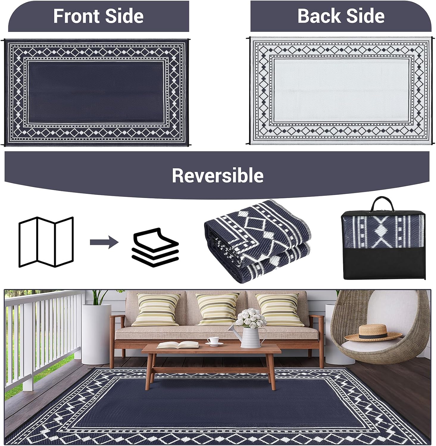 Tapis de salon de luxe en pail - Outdoor Camping Rugs 9X18 avis et prix